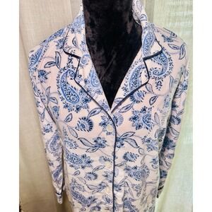 Ralph Lauren Women's Blue Paisley Sleep Shirt Long Sleeve Large Monogrammed